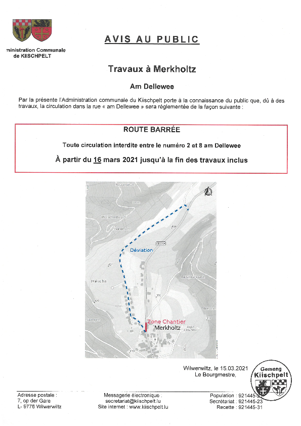 Avis - Route barrée - Pintsch - Am Dellewee - 16 mars jusqu'à la fin des travaux-thumbnail