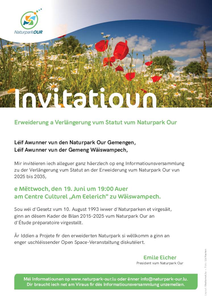 Invitation - Erweiderung a Verlängerung vum Statut vum Naturpark Our