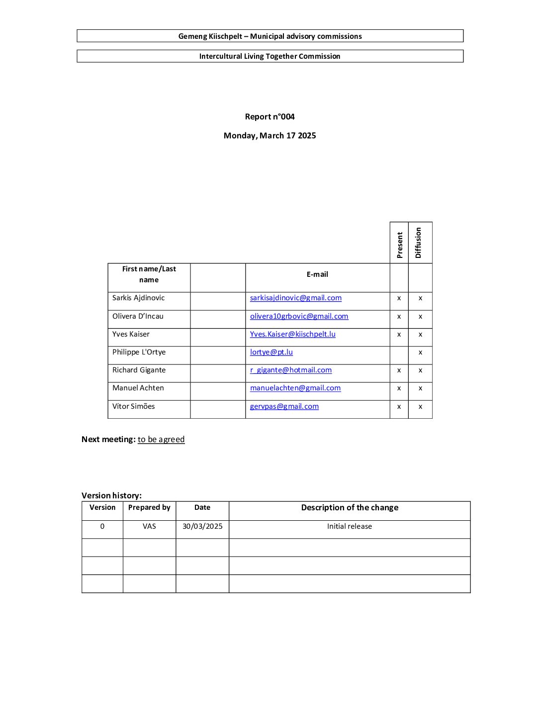 CR_004 - Report N°4 from 30.03.2025