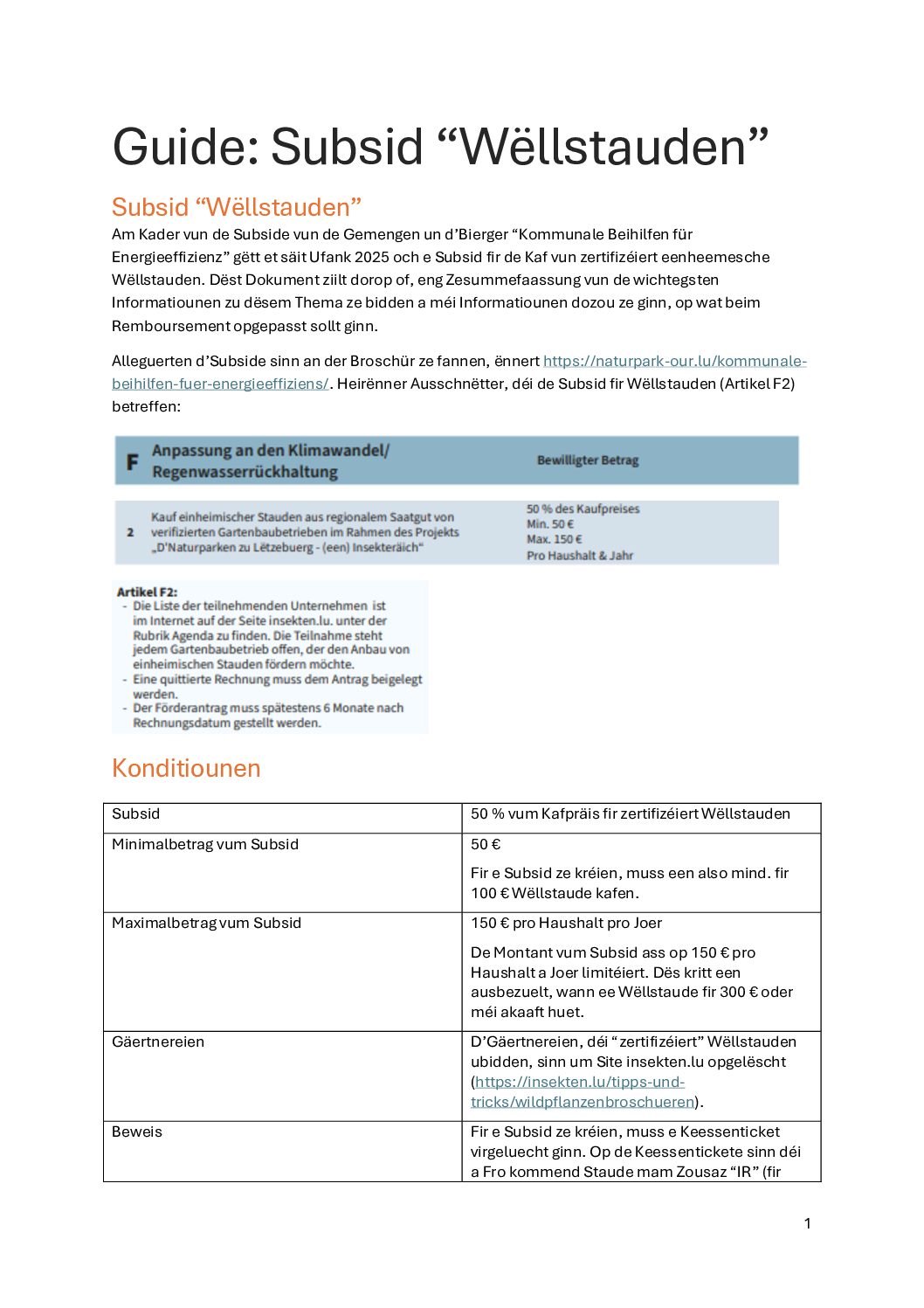 Guide Subsid Wëllstauden
