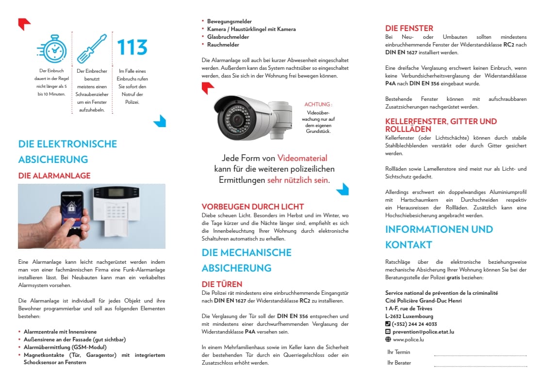 Einbruchschutz / Burglary protection / protection cambriolage