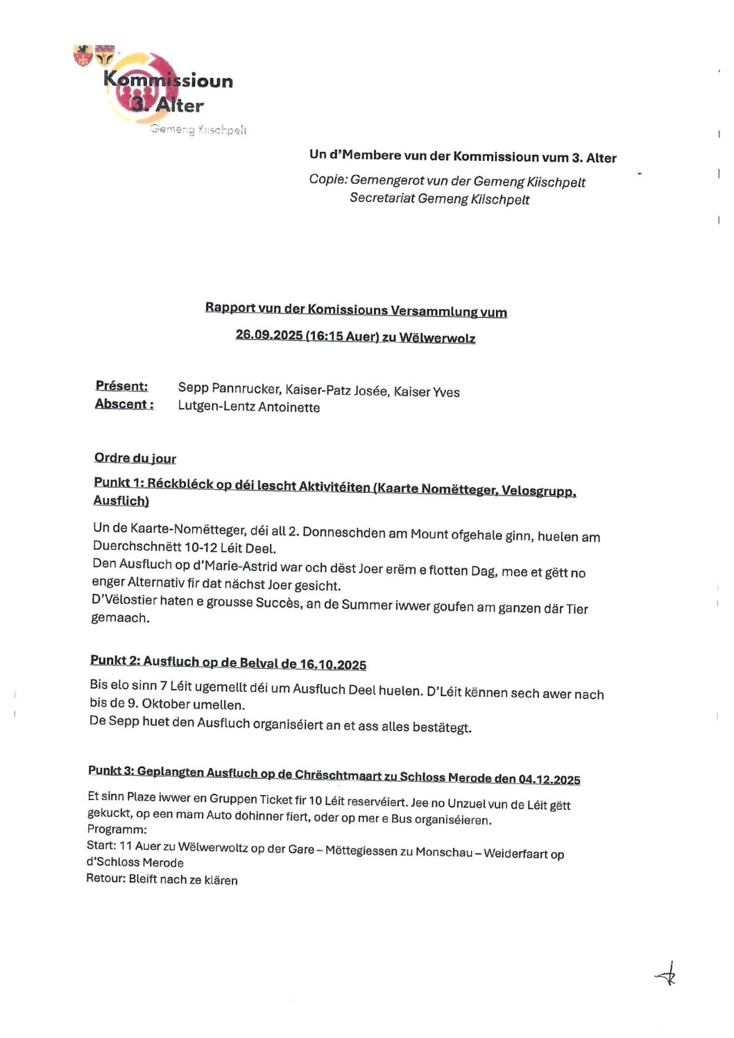 Kommissioun 3. Alter - Rapport 26.09.2025