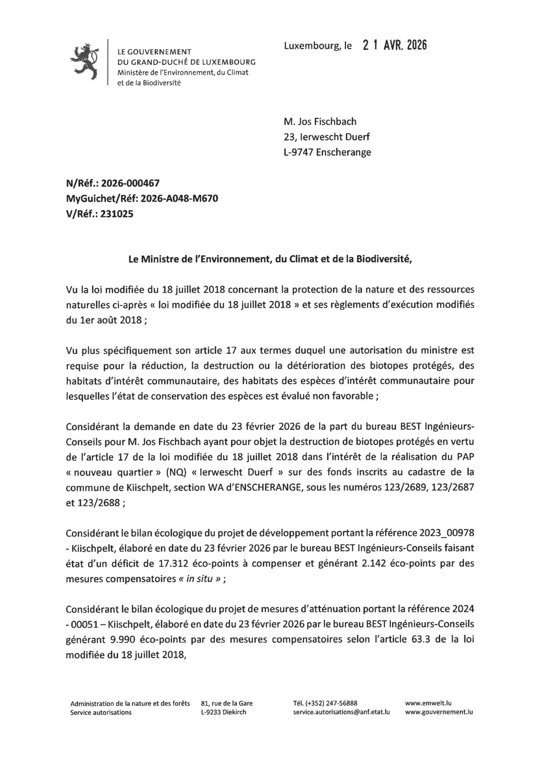 2026-000467 - Jos Fischbach - Modification biotopes