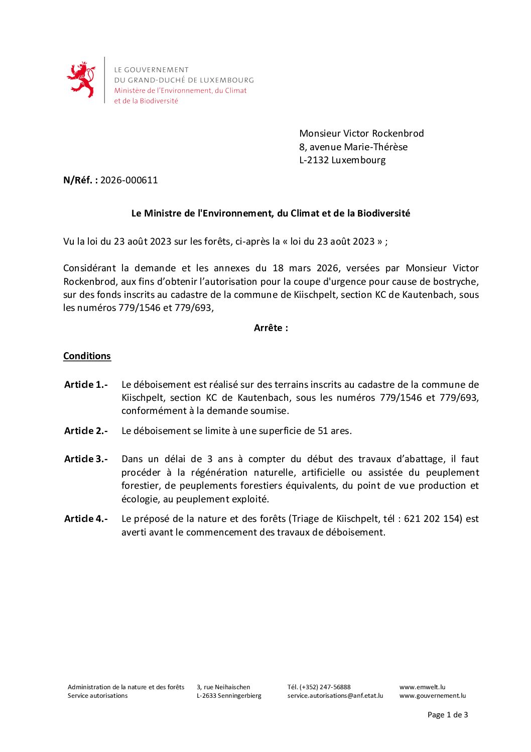 2026-000611 - Victor Rockenbrod - Coupe d'urgence