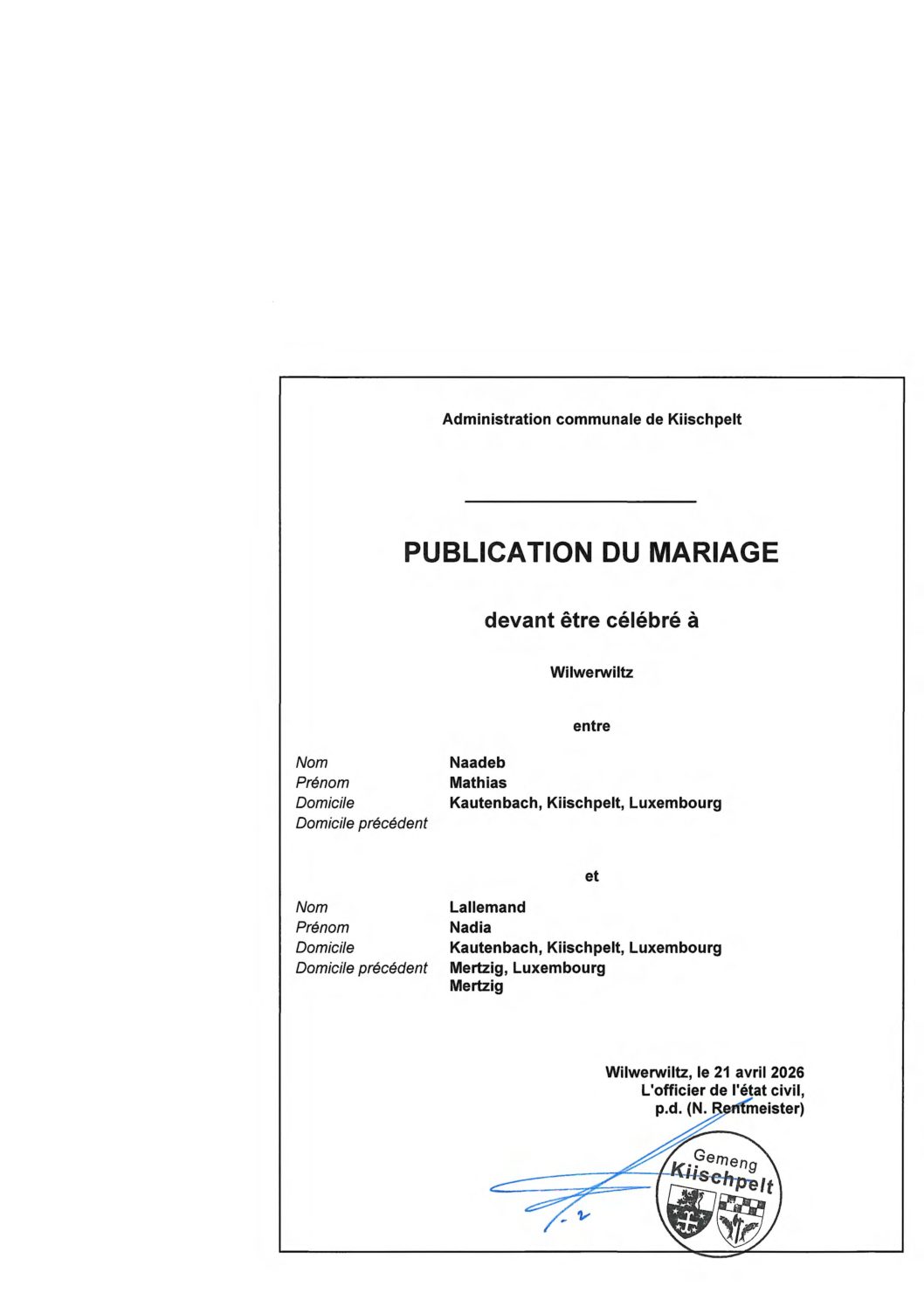 Avis-mariage Lallemand-Naadeb