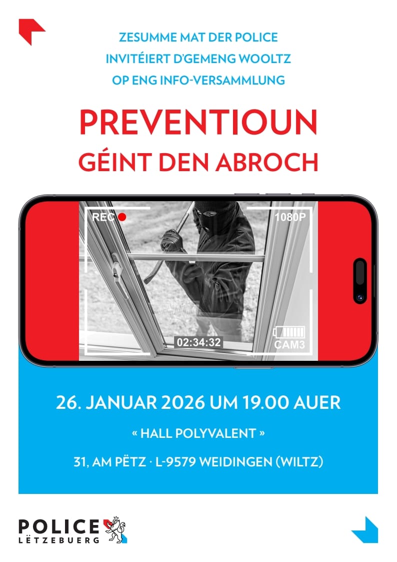 Infoversammlung Preventioun géint den Abroch -Réunion d'informations contre le cambriolage