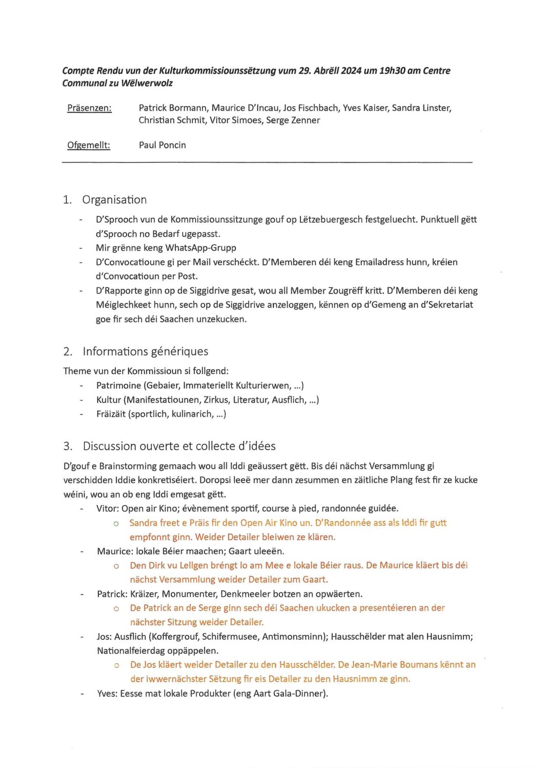Kulturkommissioun - CR vum 29.04.2024