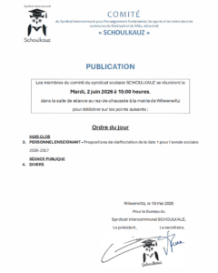 Réunion du comité du syndicat intercommunal Schoulkauz