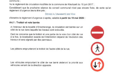 Règlement temporaire de circulation – Enscherange