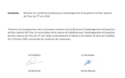 Réunion du comité du Naturpar Our du 1er juin 2026