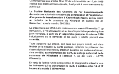 Avis au public en matière de commodo et incommodo