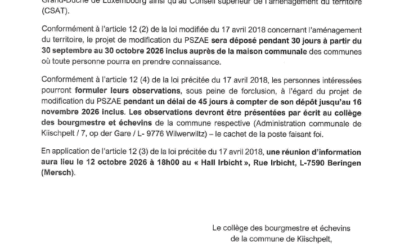 Avis officiel – Projet de modification du plan directeur sectoriel « zones d&rsquo;activités économiques »