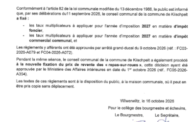 Avis au public – Règlements communaux