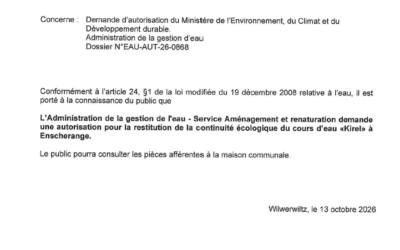 Avis au public – Demande AGE
