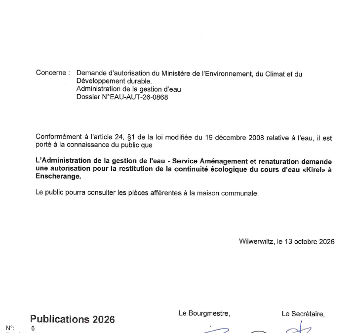 Avis au public – Demande AGE